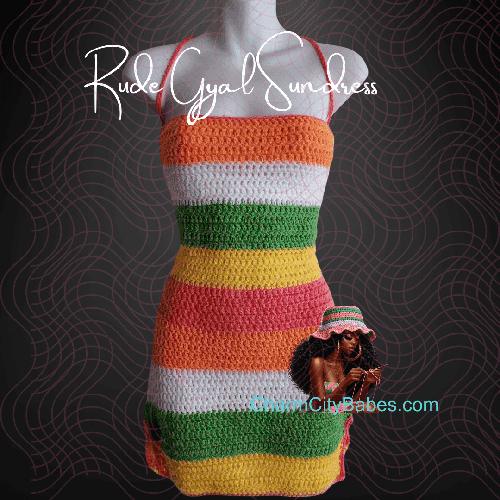 Crochet Multicolor Halter Dress - Medium/Large