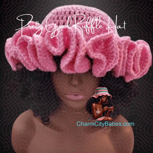 Crochet Ruffle Hat - Rose Pink