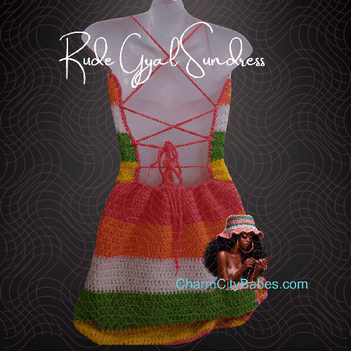 Crochet Multicolor Halter Dress - Medium/Large