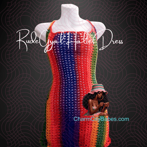 Mesh Halter Dress - Rainbow Stripe- Medium